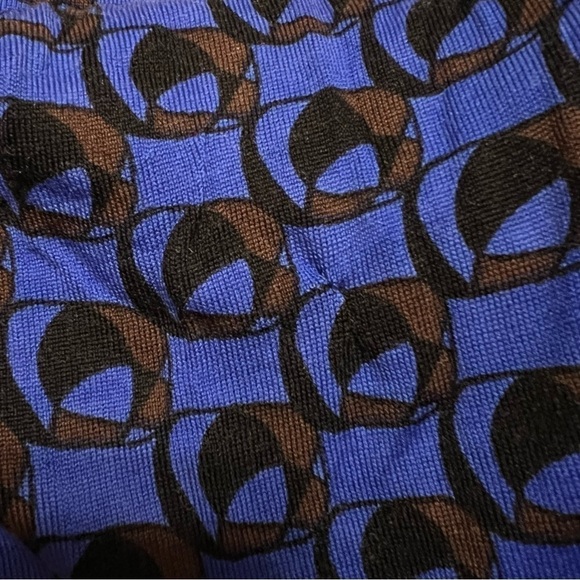 DVF Merino Wool Mod 60s Geo Print Puff Long Sleeve Ruched Turtleneck Sweater M - Picture 13 of 14